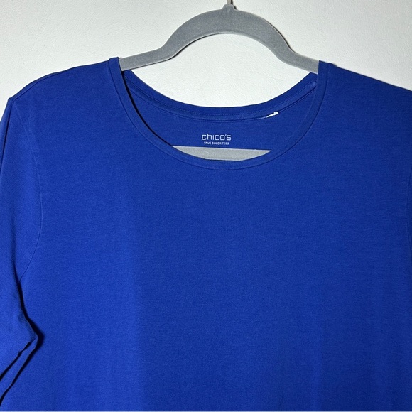 Chico's True Color Classic Tees Pima Cotton Women's Blue Top Size 3 (XL) Casual - Picture 2 of 5